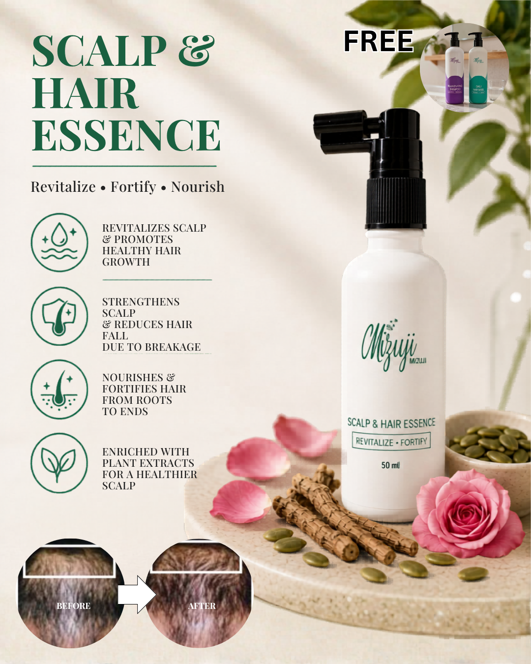 5th Anniversary Sale - Scalp & Hair Essence + Free Rejuvenating Shampoo + Free Daily Hair Mask
